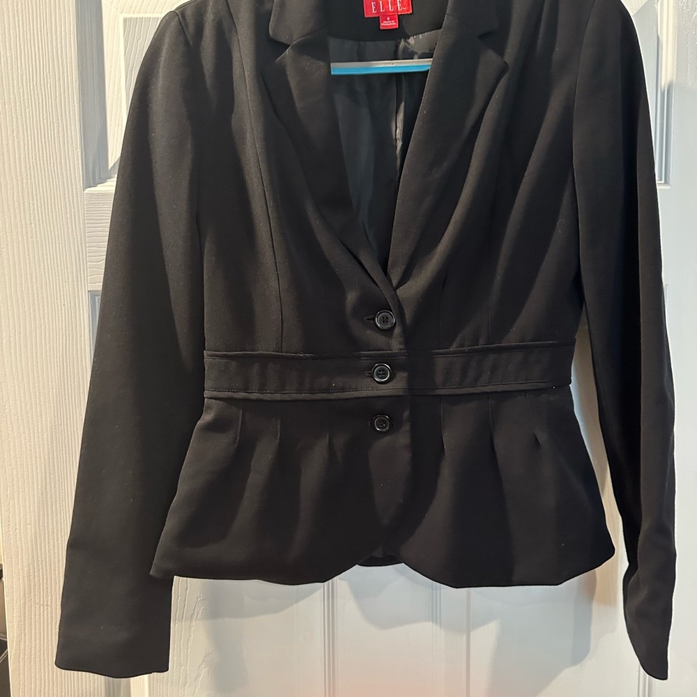 Elle Black Peplum Blazer with Tailored Fit